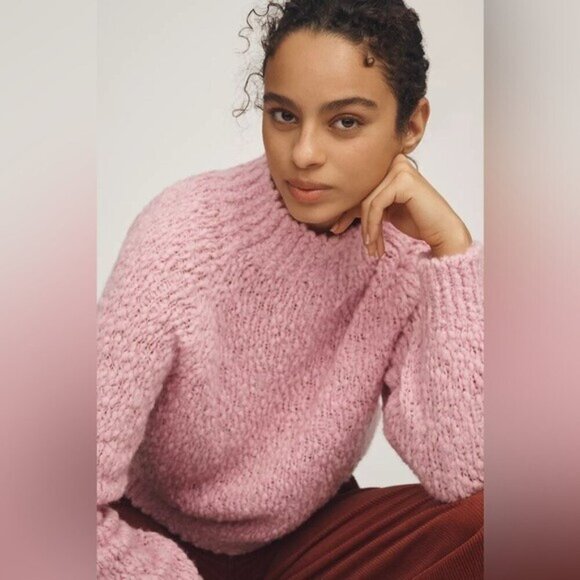 NWT Size S - Anthropologie Textured Mock-Neck Sweater (Made in Italy) - Picture 5 of 16